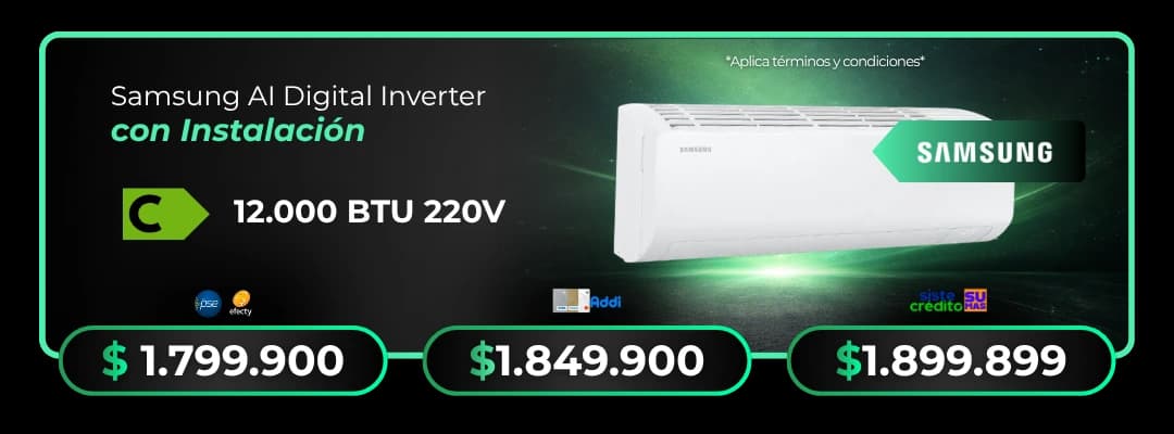 Combo Instalación Samsung AI Digital Inverter 12.000 BTU