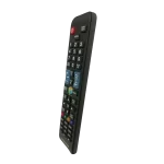 Vista lateral del control remoto Samsung BN59-01198Q con diseño ergonómico y botones funcionales.