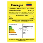 Etiqueta de eficiencia energética del aire acondicionado LG ARTCOOL VR122C7