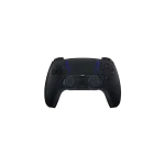 Control inalámbrico DualSense Negro Medianoche para PS5, vista frontal destacando iluminación LED azul.