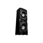 Torre de sonido Hisense HP130 400W con doble woofer y diseño robusto.