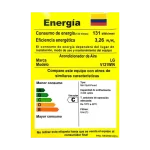 Etiqueta RETIQ de eficiencia energética del aire acondicionado LG V121WIN mini split.