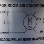 Etiqueta del motor Fan para aire acondicionado modelo YKT-32-6-229L de 32W y 115V con esquema de conexión