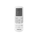 Control remoto del aire acondicionado Samsung AI Digital Inverter 9000 BTU con pantalla encendida y modos visibles
