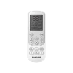 Control remoto del aire acondicionado Samsung AI Digital Inverter 12000 BTU con pantalla encendida y modos visibles