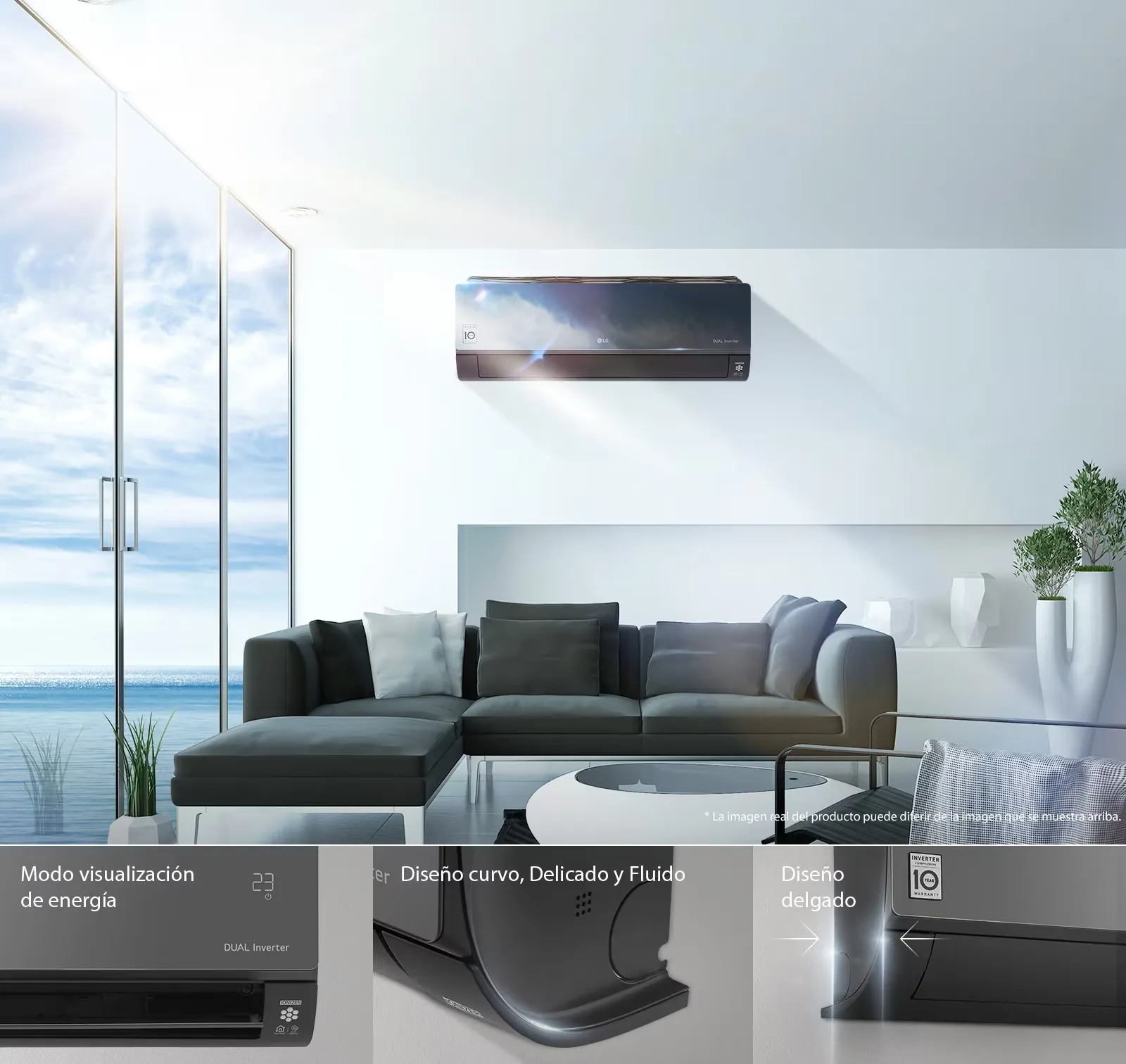 aire acondicionado lg artcool 18000btu minimalista vista Revestimiento anticorrosivo