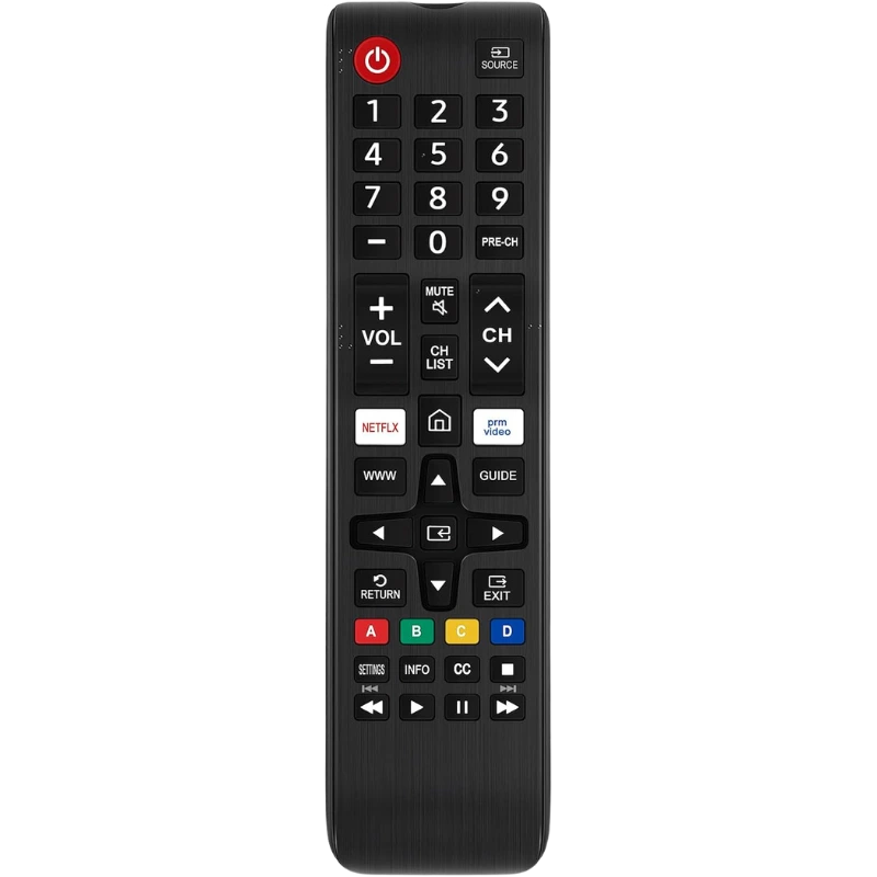 Vista frontal del control remoto Samsung Smart TV BN59-01347A con botones de acceso rápido
