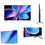 Vistas del Televisor Hisense 85Q7QG QLED 85 pulgadas en ángulo frontal, lateral y detalles de diseño