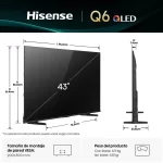 Dimensiones del televisor Hisense QLED 4K 43Q6QV de 43 pulgadas con medidas y peso