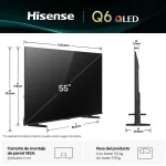 Dimensiones del televisor Hisense 55Q6QV con soporte y VESA