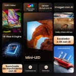 Funciones del TV Hisense 55U6QV: Mini-LED, Dolby Vision, AI Engine, escalador 4K, Game Mode Plus y control por voz
