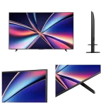 Vistas del televisor Hisense 65U6QV de 65 pulgadas con diseño delgado, pantalla ULED y soporte estable