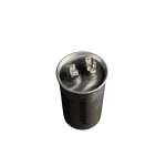 Capacitor de compresor 40UF 450V 55-P2 2000h Midea con terminales Faston y carcasa metálica cilíndrica.