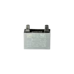 Capacitor Fan 4UF 450V con conectores dobles – vista diagonal