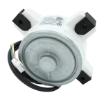 Motor DC sin escobillas para aire acondicionado, modelo 11002015000039, vistas laterales y trasera con etiqueta y conector