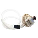 Sensor de presión para lavadora LG EBF62754510 visto de perfil, mostrando los tres pines de conexión y la manguera de nivel de agua.