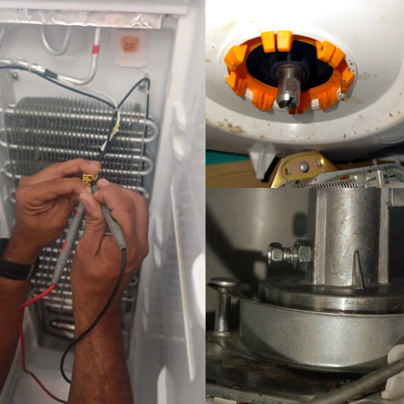 Técnico reparando una lavadora