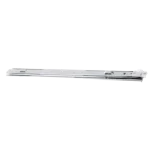 Riel deslizante derecho LG 5218JA1010E para cajón de congelador, vista en perspectiva con soporte plástico y ranuras de montaje