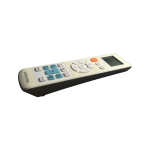 Mando Samsung DB93-06335E acostado en perspectiva lateral baja con relieve de teclas y logo SAMSUNG