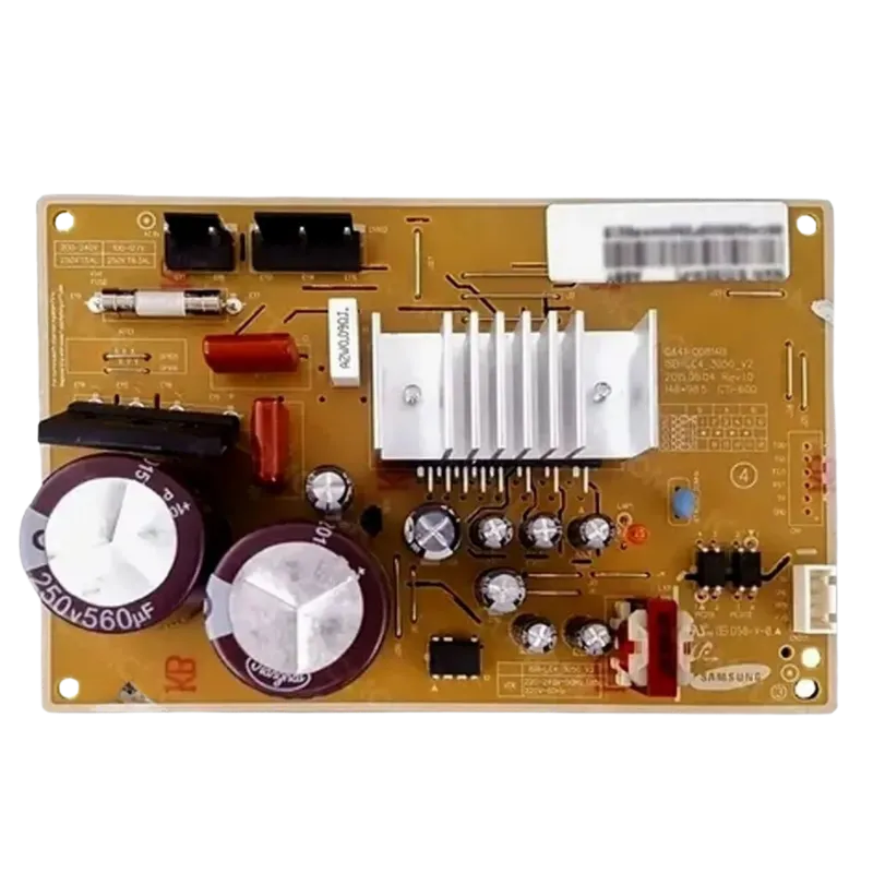 Power Control Board DA92-00459F original para refrigerador Samsung Inverter, tarjeta de control de energía con capacitores y disipador.