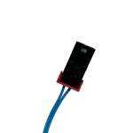 Termistor DC90-10128N para lavadora Samsung, componente de sensor de temperatura con cable azul y conector negro con detalle rojo.