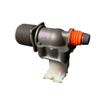 Válvula de entrada de agua DC62-00217E para lavadora Samsung vista lateral con conector naranja y rosca gris