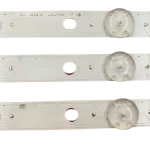 Detalle del kit de barras LED para el televisor LG 55SM9000PDA, mostrando conectores y puntos de luz.