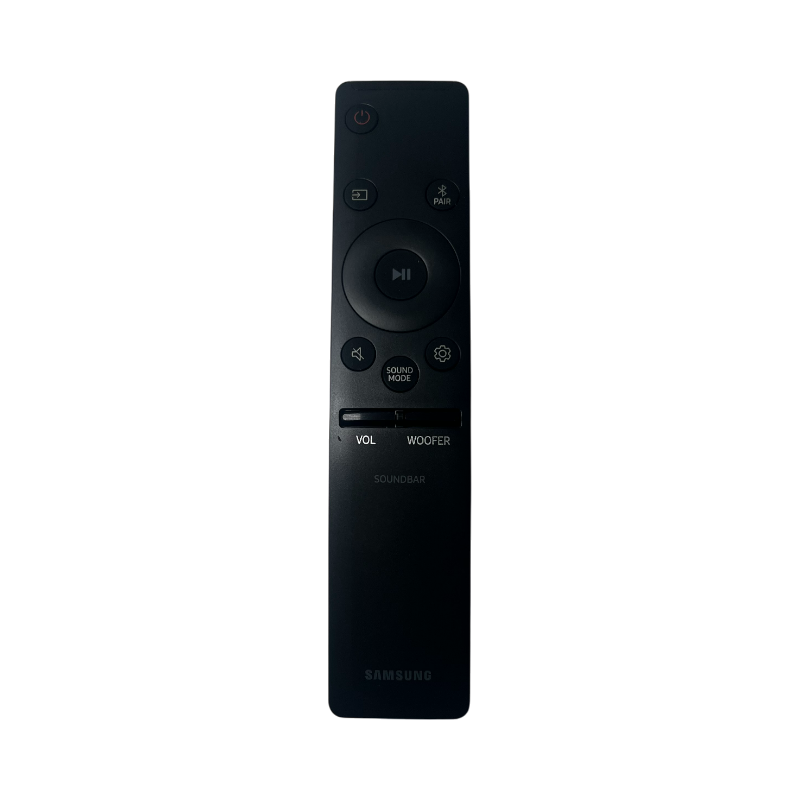 Control remoto Samsung AH81-09748A vista frontal para barra de sonido
