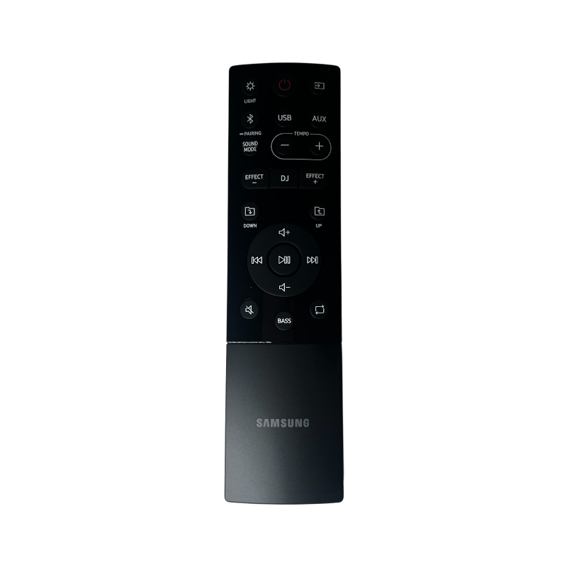 Control remoto Samsung AH81-11472A vista frontal para torre de sonido