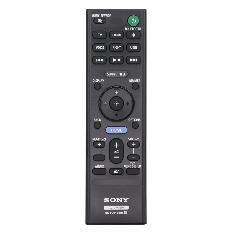 Control remoto Sony RMT-AH510 vista frontal para teatro en casa