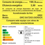 Etiqueta de eficiencia energética de acondicionador de aire GREE modelo GWC18ATDXD-D6DNA2A