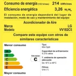 Etiqueta de eficiencia energética del acondicionador de aire LG VV182C5