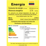 Etiqueta de eficiencia energética de aire acondicionado GREE modelo GWCT2AUCXD-S6DNA1D, con clasificación A de eficiencia