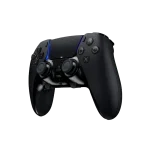 Controlador de PlayStation 5 de color negro con detalles en azul, ideal para gaming de alta calidad