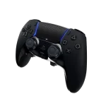 Mando DualSense de PlayStation 5 en color negro con luces azules y diseño ergonómico