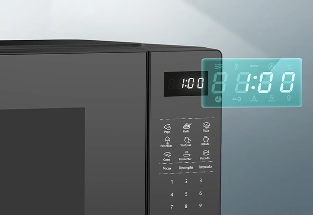 microondas moderno con pantalla digital y funciones avanzadas 1 Temporizador