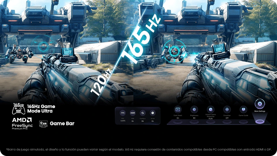 tecnologa de refresco de pantalla para gaming VRR nativo de 165 Hz