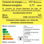 Etiqueta de eficiencia energética de acondicionador de aire AUX modelo ASW-12C3A3