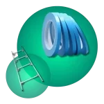 cinta adhesiva azul para proyectos de construccin y decoracin rollo de cinta adhesiva azul y escalera metálica para trabajos en altura