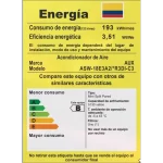 Etiqueta de eficiencia energética de acondicionador de aire AUX modelo ASW-18E3A2/R3DI-C3, con clasificación B y consumo de 193 kWh/mes