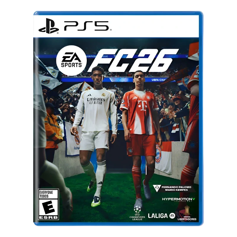 Portada del juego EA Sports FC 26 para PS5 con dos jugadores de fútbol en el centro