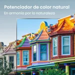 Imagen de casas coloridas con detalles arquitectónicos únicos y potenciador de color natural