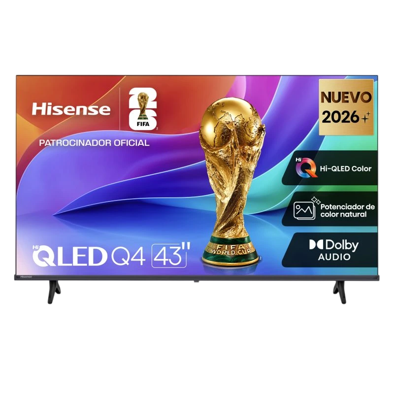 Televisor Hisense QLED Q4 de 43 pulgadas con tecnología Hi-QLED Color y Dolby Audio, patrocinador oficial de la FIFA