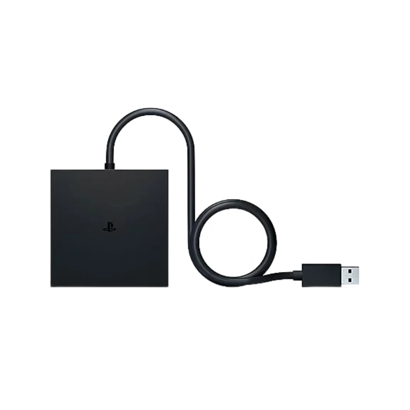 Cargador USB negro para PlayStation con conector USB y cable flexible