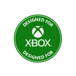 Logotipo verde de Xbox con texto que dice Diseñado para Xbox