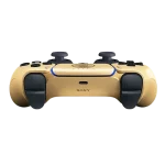Mando de PlayStation 5 de color dorado con detalles en negro y luz azul