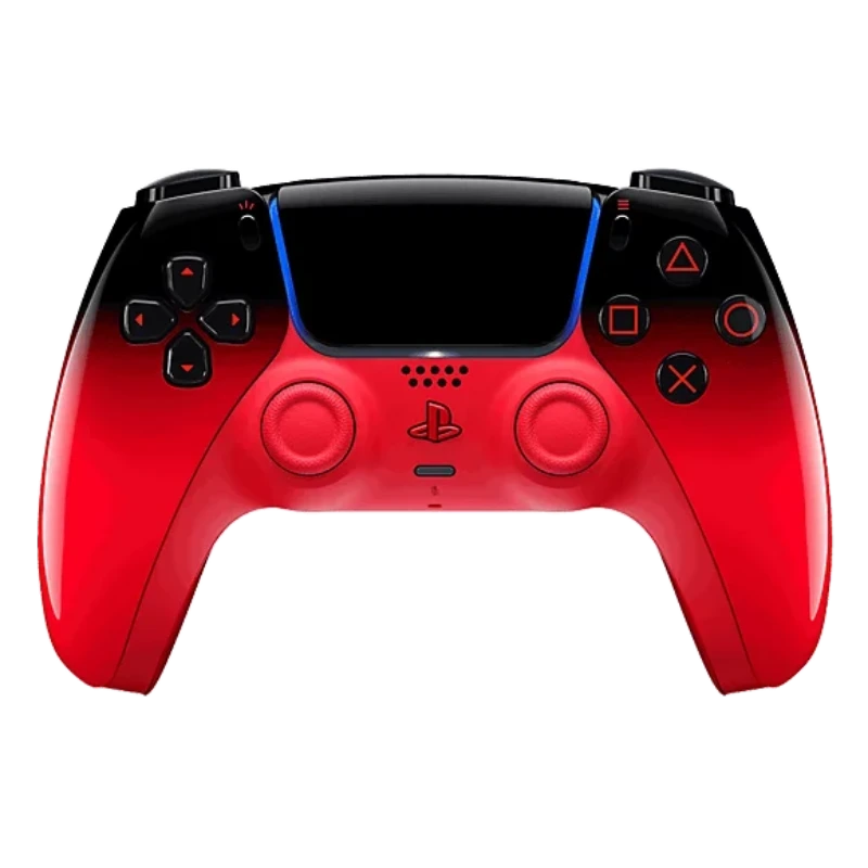 Mando de PlayStation 5 con diseño rojo degradado y controles DualSense