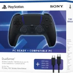 Mando inalámbrico DualSense negro para PlayStation 5 y PC con tecnología haptic feedback y compatibilidad con juegos de PS5 y PC